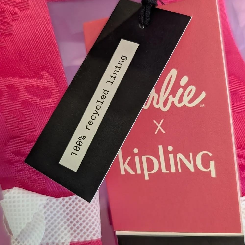 Kipling x Barbie Darlee Backpack Power Pink Transparent w/ Keychain Barbiecore